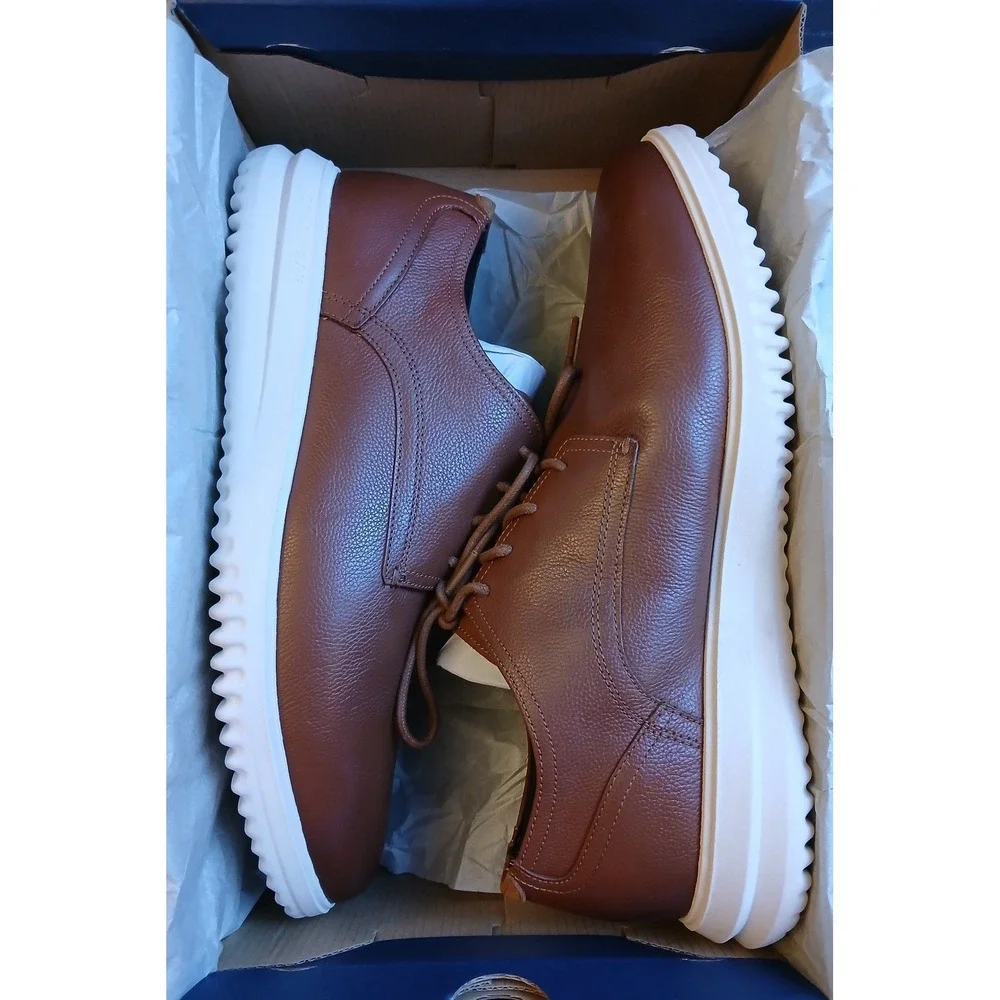 Cole Haan Mens Grand+ Plain Toe Oxford British Tan Leather Shoes C36935 Size 9M